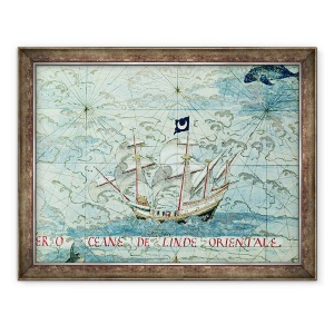 Tablou inramat - Guillaume Le Testu - Fol.36V A Caravel, din Cosmographie Universelle, 60 x 80 cm