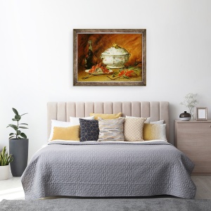 Tablou inramat - Guillaume Romain Fouace - Natura moarta cu supa de turta, 60 x 80 cm - Img 3