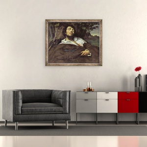 Tablou inramat - Gustave Courbet - Omul ranit ulei pe panza, 50 x 60 cm - Img 2