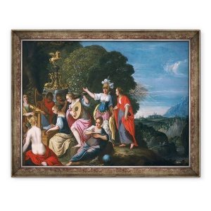 Tablou inramat - Hans Konig - Athene si cele noua muze la fantanile din Hipokrene, 60 x 80 cm