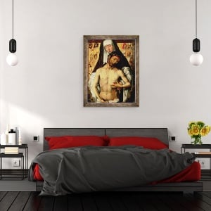Tablou inramat - Hans Memling - Omul de durere in bratele Fecioarei, 60 x 80 cm - Img 3