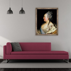 Tablou inramat - Heinrich Buchholz - Portret De Elisabeta Petrovna 1709-62 imparateasa Rusiei, 70 x 85 cm - Img 2