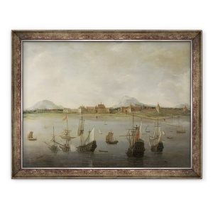 Tablou inramat - Hendrick Dubbels - Vedere de Batavia cu lantul muntos al Salak, 70 x 90 cm