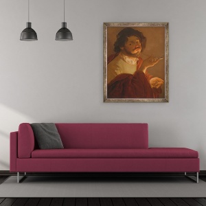 Tablou inramat - Hendrick Ter Brugghen - Fumatul Bravo, 50 x 60 cm - Img 2