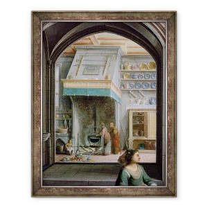 Tablou inramat - Hendrik Steenwyck the Younger - Hristos in casa Martha si Maria, detaliu al bucatariei, 70 x 90 cm