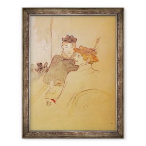 Tablou inramat - Henri de Toulouse-Lautrec - Doua femei stand intr-o cafenea, 60 x 80 cm