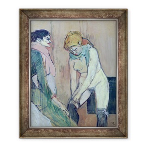 Tablou inramat - Henri de Toulouse-Lautrec - Femeia Punerea pe ciorap ei, sau Femeia Casei, 50 x 60 cm