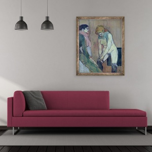 Tablou inramat - Henri de Toulouse-Lautrec - Femeia Punerea pe ciorap ei, sau Femeia Casei, 50 x 60 cm - Img 2