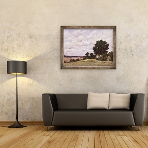 Tablou inramat - Henri-Joseph Harpignies - Peisaj cu rau din gradina la Chateau de Beauvoir, 70 x 90 cm - Img 2