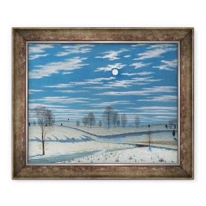 Tablou inramat - Henry Farrer - Scene de iarna in lumina lunii, 50 x 60 cm