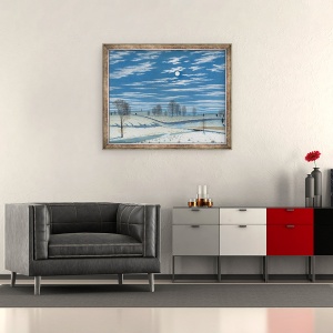 Tablou inramat - Henry Farrer - Scene de iarna in lumina lunii, 50 x 60 cm - Img 2