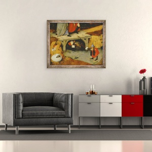Tablou inramat - Hieronymus Bosch - Detaliu de la panoul central al Tentatiei Sfantului Anthony ulei pe panou, 50 x 60 cm - Img 2
