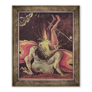 Tablou inramat - Hieronymus Bosch - Judecata de Apoi, detaliu de un om fiind mancat de un monstru, 70 x 85 cm