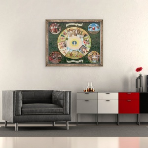 Tablou inramat - Hieronymus Bosch - Tabletop cu cele sapte pacate de moarte si cele patru ultime lucruri, 50 x 60 cm - Img 2