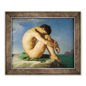 Tablou inramat - Hippolyte Flandrin - Tanar gol stand langa mare, 70 x 85 cm