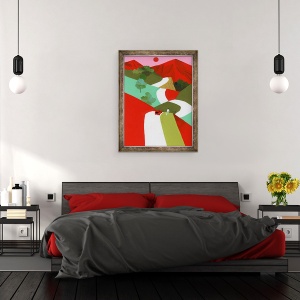 Tablou inramat - Hiroyuki Izutsu - Cale de munte rosu, 70 x 90 cm - Img 3