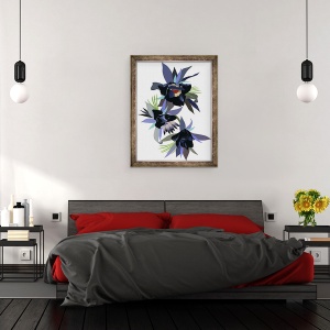 Tablou inramat - Hiroyuki Izutsu - Floare imaginara neagra, 70 x 90 cm - Img 3