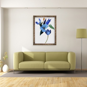 Tablou inramat - Hiroyuki Izutsu - Lalele si flori albastre, 60 x 80 cm - Img 2