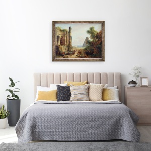 Tablou inramat - Hubert Robert - Fantana Minerva, Roma, 70 x 90 cm - Img 3