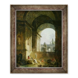 Tablou inramat - Hubert Robert - Vedere pitoreasca a Capitoliului, 50 x 60 cm