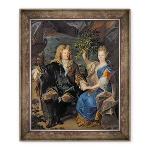 Tablou inramat - Hyacinthe Francois Rigaud - Contele Jan-Andrezj Morszstyn 1619-93 si fiica sa, Isabelle Morszstyn-Czartoryski, Ducesa de Klevan, 70 x 85 cm