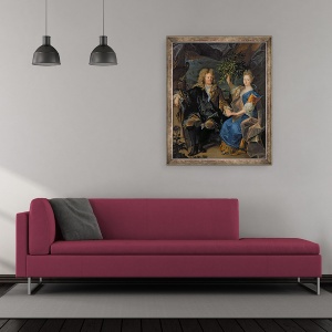 Tablou inramat - Hyacinthe Francois Rigaud - Contele Jan-Andrezj Morszstyn 1619-93 si fiica sa, Isabelle Morszstyn-Czartoryski, Ducesa de Klevan, 70 x 85 cm - Img 2