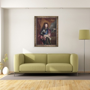 Tablou inramat - Hyacinthe Francois Rigaud - Portret De Philippe II 1674-1723 Duce de Chartres ca Baiat, 70 x 90 cm - Img 2