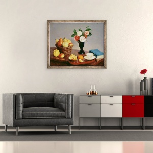 Tablou inramat - Ignace Henri Jean Fantin-Latour - Natura statica, 50 x 60 cm - Img 2