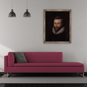 Tablou inramat - Isaac Oliver - Portretul lui John Donne, 50 x 60 cm - Img 2