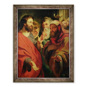 Tablou inramat - Jacob Jordaens - Hristos L-a instruit pe Nicodim, 70 x 90 cm