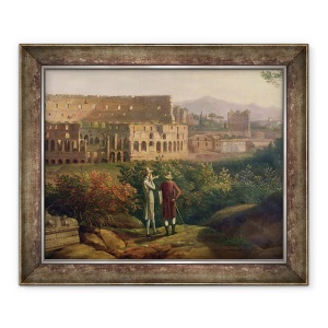 Tablou inramat - Jacob-Philippe Hackert - Johann Wolfgang von Goethe 1749-1832 viziteaza Colosseumul din Roma, 50 x 60 cm
