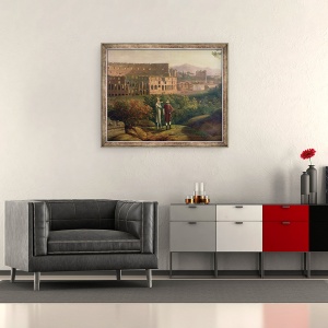 Tablou inramat - Jacob-Philippe Hackert - Johann Wolfgang von Goethe 1749-1832 viziteaza Colosseumul din Roma, 50 x 60 cm - Img 2