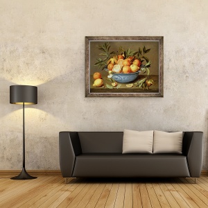 Tablou inramat - Jacob van Hulsdonck - Natura moarta cu portocale si lamai intr-un vas de portelan Wan-Li, 70 x 90 cm - Img 2