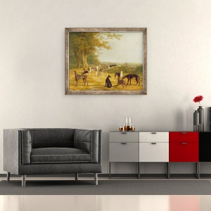 Tablou inramat - Jacques-Laurent Agasse - Noua ogari intr-un peisaj, 50 x 60 cm - Img 2