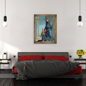Tablou inramat - Jacques Stella - Sfanta Ana Conducand Fecioara la Templu, 70 x 90 cm - Img 2
