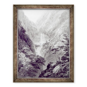 Tablou inramat - James Basire - Cascada de Minzapeezo, acuarela de Samuel Davies dupa o gravura, 60 x 80 cm