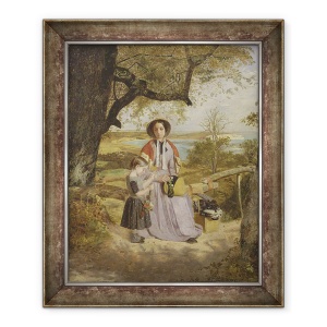 Tablou inramat - James Collinson - Mama si Pruncul de un Stile, cu Culver Cliff, Insula Wight, in departare, 70 x 85 cm