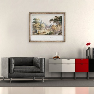 Tablou inramat - James Forbes - Schita in gradinile de la Aulnay, 50 x 60 cm - Img 2