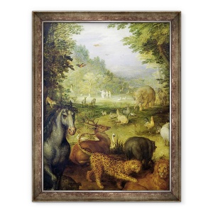 Tablou inramat - Jan Brueghel the Elder - Pamantul, sau Paradisul pamantesc, detalii ale animalelor, 60 x 80 cm