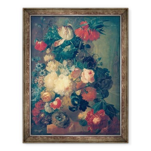 Tablou inramat - Jan van Os - Flori intr-o vaza cu cuib de pasare, 60 x 80 cm