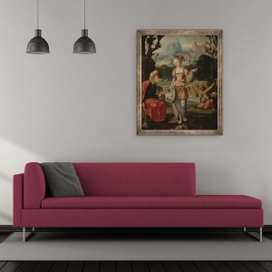 Tablou inramat - Jan van Scorel - Rut si Naomi in campul Boaz, 50 x 60 cm - Img 2