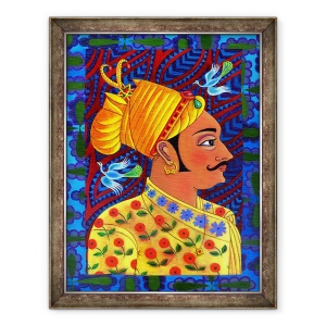 Tablou inramat - Jane Tattersfield - Maharaja cu pasari albastre, 2011, 70 x 90 cm