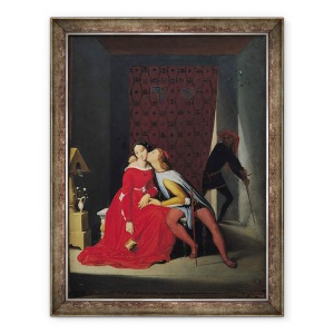 Tablou inramat - Jean Auguste Dominique Ingres - Gianciotto descopera Paolo si Francesca, 70 x 90 cm