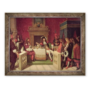 Tablou inramat - Jean Auguste Dominique Ingres - Moliere 1622-73 Luand masa cu Ludovic al XIV-lea 1638-1715 1857, 60 x 80 cm