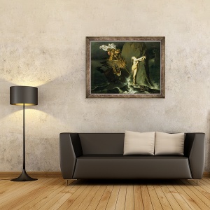 Tablou inramat - Jean Auguste Dominique Ingres - Ruggiero Salvarea Angelica, 70 x 90 cm - Img 2