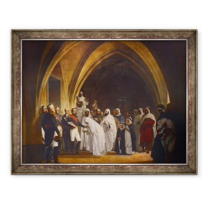 Tablou inramat - Jean Baptiste Ange Tissier - Louis Napoleon printul-presedinte anuntand lui Abd-el-Kader eliberarea sa la castelul Amboise la 16 octombrie 1852, 60 x 80 cm