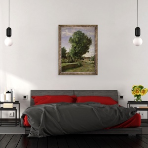 Tablou inramat - Jean Baptiste Camille Corot - La marginea unui sat langa Beauvais, 60 x 80 cm - Img 3