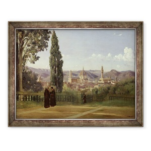 Tablou inramat - Jean Baptiste Camille Corot - Vedere spre Florenta din Gradina Boboli, 60 x 80 cm