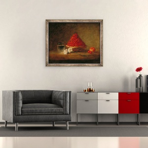 Tablou inramat - Jean-Baptiste Simeon Chardin - Cos cu Capsuni, 50 x 60 cm - Img 2