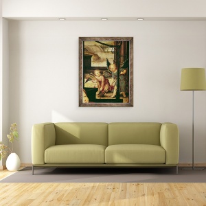 Tablou inramat - Jean Bellegambe the Elder - Triptic al Adoratiei Copilului, detaliu al doi ingeri maturand din panoul din dreapta, 60 x 80 cm - Img 3